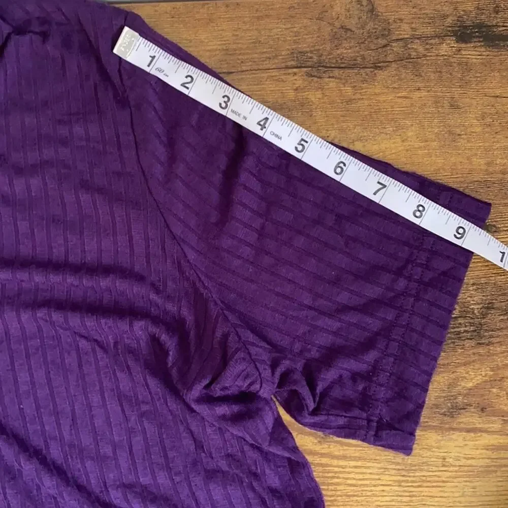 Worthington Purple Ribbed Style V-Neck Blouse - Picture 9 of 10
